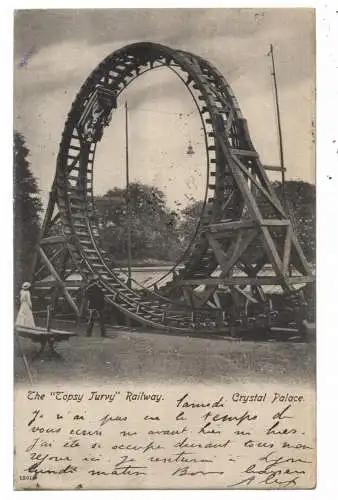 [Ansichtskarte] KIRMES / FUNFAIR / KERMIS / FETE FORAINE / LUNA PARK, The "Topsy Turvy" Railway, Crytal Palace, 1902, London - Lyon, Nachgebühr. 