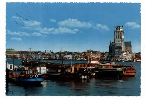 [Ansichtskarte] BINNENSCHIFFE - RHEIN BENEDEN MERWEDE, Frachtschiff "KRETA" im Hafen von Dordrecht. 