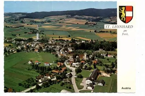 [Ansichtskarte] A 3243 ST. LEONHARD am Forst, Luftaufnahme, Stadtwappen. 