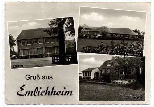 [Ansichtskarte] 4459 EMLICHHEIM, Rathaus, Krankenhaus, Grenzlandheim, Druckstelle. 