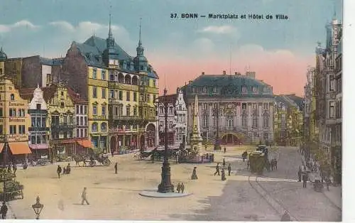 [Ansichtskarte] 5300 BONN, Marktplatz, Rathaus, coloriert, franz. Karte. 