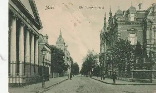 [Ansichtskarte] 5160 DÜREN, Schenkelstrasse, 1909, Verlag Peters, kl. Flecken. 