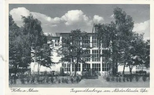 [Ansichtskarte] 5000 KÖLN - RIEHL, Jugendherberge am Niederländer Ufer, 1952. 