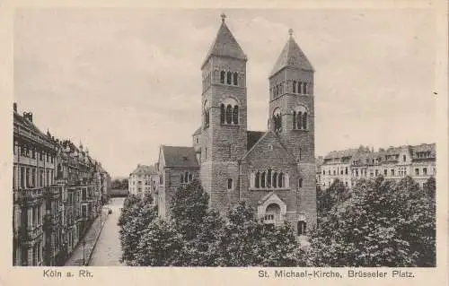 [Ansichtskarte] 5000 KÖLN, Brüsseler Platz, St. Michael - Kirche und Umgebung. 