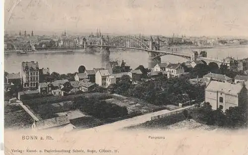 [Ansichtskarte] 5300 BONN - BEUEL,  Blick auf die Rückseite der Rheinpromenade, Bonner Brücke, 1903. 