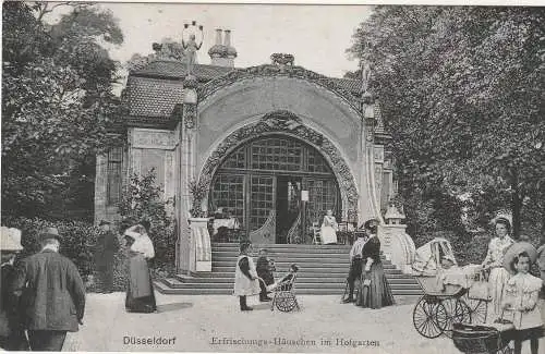 [Ansichtskarte] 4000 DÜSSELDORF, Großstadtbilder aus Düsseldorf,  Erfrischungs - Häuschen im Hofgarten, 1909. 