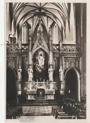 [Ansichtskarte] OMMERN - MARIENWERDER / KWIDZYN, Dom, Altar, 1934, Kraftpost nach Danzig - Stempel. 