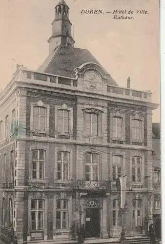 [Ansichtskarte] 5160 DÜREN, Rathaus / Hotel de Ville, 20er Jahre, franz. Besetzung, franz. Fahne. 