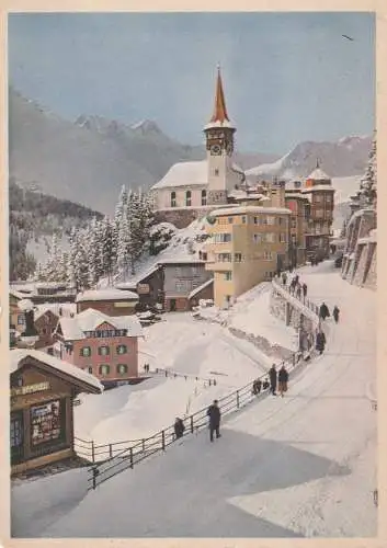 [Ansichtskarte] CH 7050 AROSA GR, Poststrasse, evangelische Kirche im Schnee. 