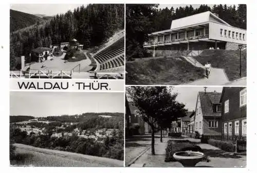 [Ansichtskarte] 0-6056 SCHLEUSINGEN - WALDAU, Naturbühne, Strassenpartie.... 