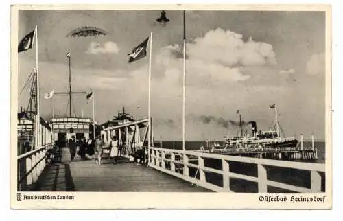 [Ansichtskarte] 0-2255 SEEBAD HERINGSDORF / USEDOM, Seesteg / Schiffsanleger, 1934, leichte Druckstelle. 