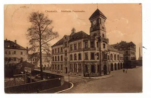 [Ansichtskarte] 0-9000 CHEMNITZ, Städtische Feuerwache, 1907. 