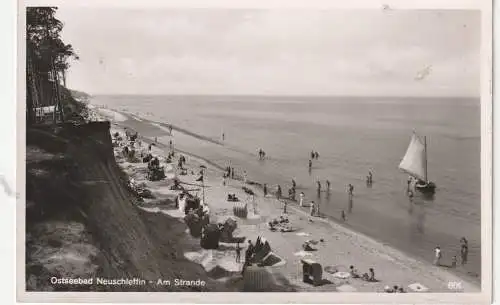 [Ansichtskarte] POMMERN - NEU SCHLEFFIN / SLIWIN, Am Strande, Strandkörbe, Verlag Jacob - Horst. 