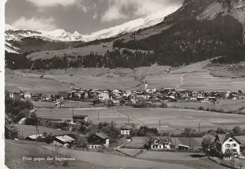 [Ansichtskarte] CH 7017 FLIMS GR, Blick über den Ort gegen den Segnespass. 