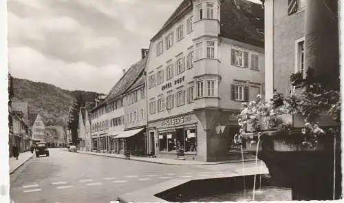 [Ansichtskarte] 7238 OBERNDORF am Neckar, Hauptstrasse, Hotel Post / Kaiser's Kaffee Geschäft, 1958. 