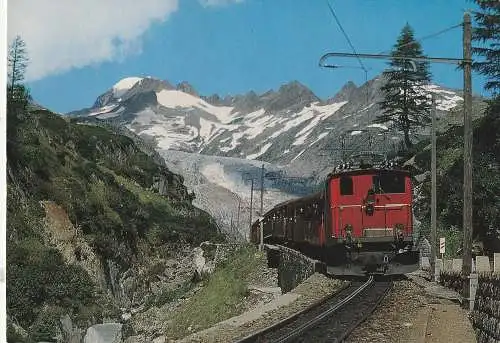 [Ansichtskarte] EISENBAHN / RAILWAY - Furka - Oberalp - Bahn bei Gletsch. 