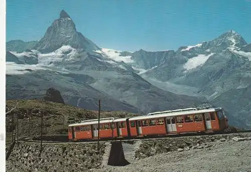 [Ansichtskarte] EISENBAHN / RAILWAY - Gornergratbahn mit Matterhorn. 