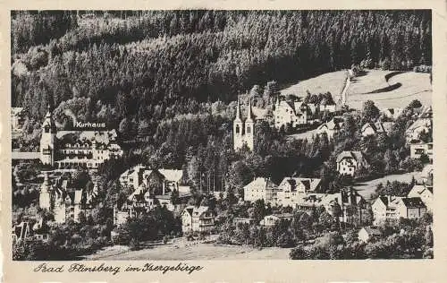 [Ansichtskarte] NIEDER - SCHLESIEN - BAD FLINSBERG / SWIERADOW ZDROJ, Blick auf den Ort mit Kurhaus, Verlag Kühne. 