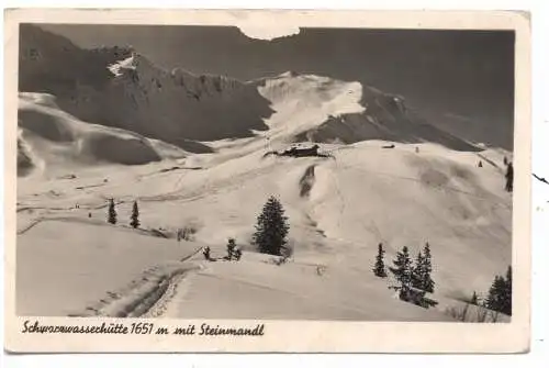 [Ansichtskarte] A 6991 MITTELBERG - HIRSCHEGG, Schwarzwasserhütte mit Steinmandl, 1939. 