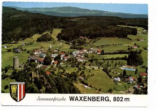 [Ansichtskarte] A 4182 OBERNEUKIRCHEN - WAXENBERG, Luftaufnahme, Stadtwappen. 