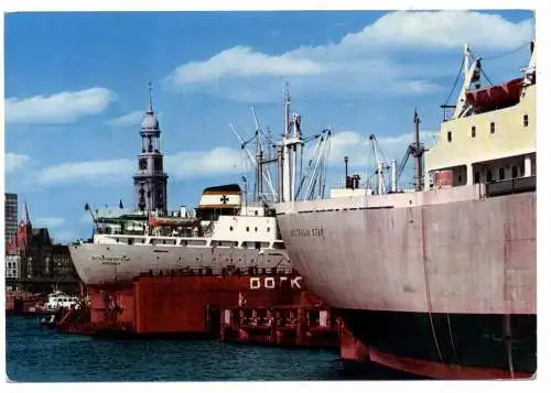 [Ansichtskarte] OZEANSCHIFFE - FRACHT, "AUSTRALIAN STAR " & STERNENFELS" im Hamburger Hafen. 