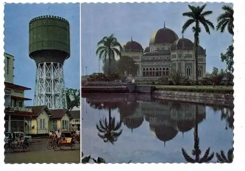 [Ansichtskarte] INDONESIA / INDONESIEN - MEDAN, Mosque & Water Tower. 