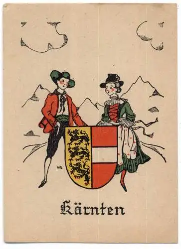 [Ansichtskarte] A - KÄRNTEN, Landeswappen / Trachten. 