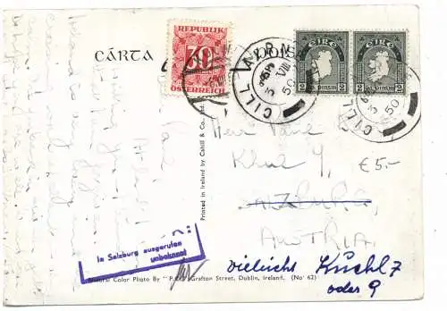 [Ansichtskarte] EIRE / IRLAND - KILLARNEY - ROSS CASTLE, Lower Lake, 1950, Nachgebühr / Tax im Österreich. 