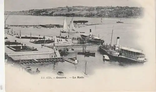 [Ansichtskarte] BINNENSCHIFFE - GENFER SEE / LAC LEMAN, "FRANCE" am Genfer Anleger, ca. ^1905. 