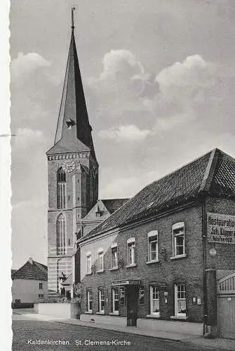 [Ansichtskarte] 4054 NETTETAL - KALDENKIRCHEN, "Zum alten Brauhaus", Bushaltestelle, St. Clemens - Kirche, 1958. 