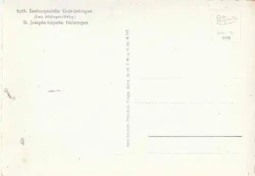 [Ansichtskarte] 7046 GÄUFELDEN - NEBRINGEN, St. Josephs Kapelle, Luftaufnahme. 
