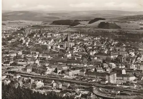 [Ansichtskarte] 5900 SIEGEN, Luftaufnahme, Blick über Bahnhof und Stadt. 