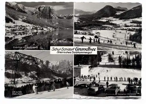 [Ansichtskarte] A 8993 GRUNDLSEE, Schul - Schidorf, Oldtimer. 