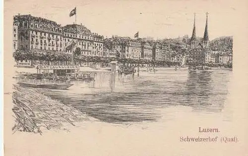 [Ansichtskarte] CH 6000 LUZERN LU, Hotel Schweizerhof, Künstlerkarte, ca. 1905. 