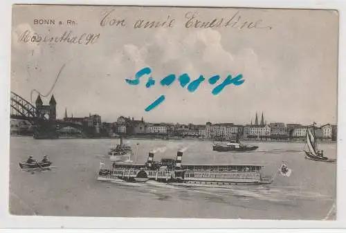 [Ansichtskarte] 5300 BONN, Panorama von Beuel mit der Synagoge an der Tempelstrasse, 1938 zerstört. 