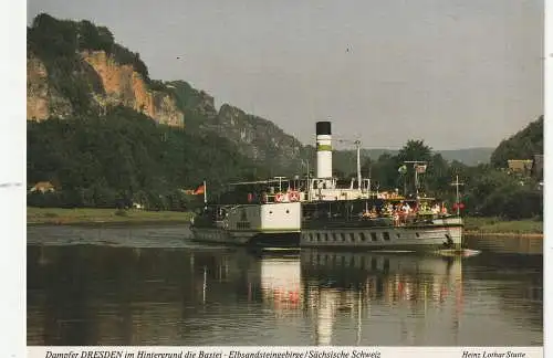 [Ansichtskarte] BINNENSCHIFFE - ELBE, Dampfer "DRESDEN" vor der Bastei. 