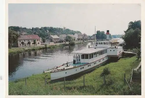 [Ansichtskarte] BINNENSCHIFFE - ELBE, Dampfer "RIESA" auf dem Trockenen. 