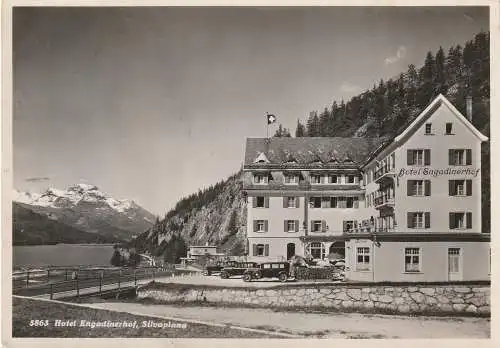 [Ansichtskarte] CH 7513 SILVAPLANA GR, Hotel Engadinerhof, Oldtimer 20er/30er Jahre. 