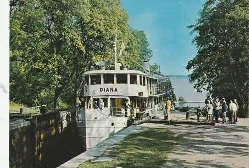 [Ansichtskarte] BINNENSCHIFFE - GÖTA - KANAL, "DIANA" in der Borenshults Schleuse bei Motala. 