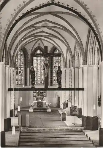 [Ansichtskarte] 0-1430 GRANSEE, St. Marienkirche, Innenansicht, Altar, 1966. 