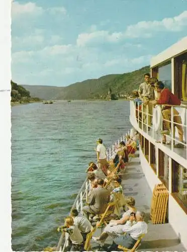 [Ansichtskarte] BINNENSCHIFFE - RHEIN, Köln - Düsseldorfer bei Kaub, Promenadendeck, Verlag Stilke - Köln. 