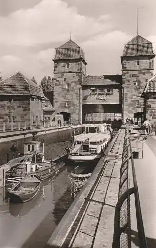 [Ansichtskarte] BINNENSCHIFFE - WESER, Personenschiff "MINDEN" in der Schachtschleuse bei Minden. 