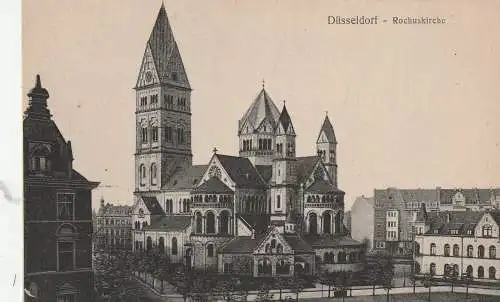 [Ansichtskarte] 4000 DÜSSELDORF - PEMPELFORT, kath. Rochuskirche und Umgebung. 