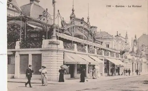 [Ansichtskarte] CH 1200 GENF / GENEVE GE, Restaurant Kursaal, Boutiques chichs, 1917. 