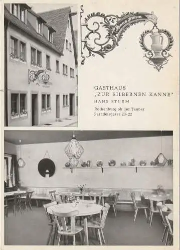 [Ansichtskarte] 8803 ROTHENBURG / Tauber, Gasthaus ZUR SILBERNEN KANNE. 