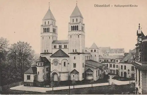 [Ansichtskarte] 4000 DÜSSELDORF - PEMPELFORT, kath. Heiliggeist - Kirche und Umgebung. 