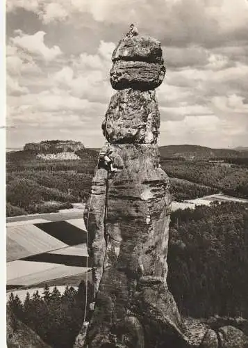 [Ansichtskarte] BERGSTEIGEN / CLIMBING - Sächsische Schweiz, Barbarine, AK nach Belgien, Nachgebühr, 1965. 