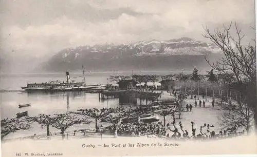 [Ansichtskarte] BINNENSCJIFFE - GENFER SEE / LAC LEMAN, "LAUSANNE" am Anleger Ouchy, ca. 1905. 