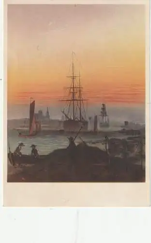 [Ansichtskarte] 0-2200 GREIFSWALD, Hafen von Greifswald, Künstler-Karte Caspar David Friedrich. 