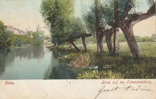 [Ansichtskarte] 4190 KLEVE, Blick auf die Schwanenburg, coloriert, 1904, Verlag Cramer. 